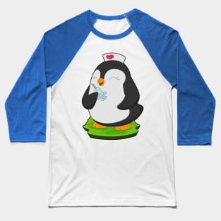 Penguin Nurse Syringe Baseball T-Shirt